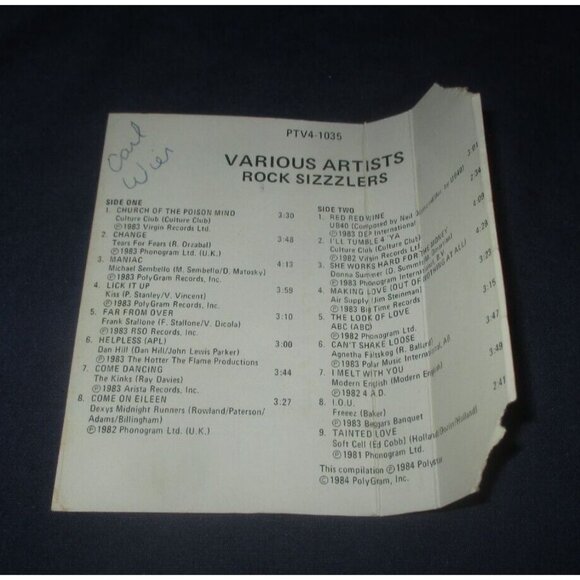 Rock Sizzlers on cassette (Polygram Records, 1984, Various Artists) - Picture 4 of 4
